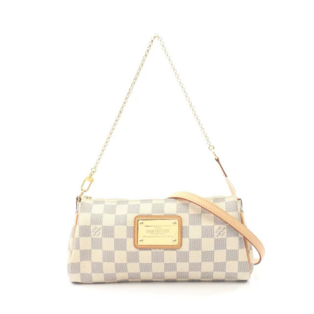 Louis Vuitton Eva Handbag Canvas Leather Damier Azur White
